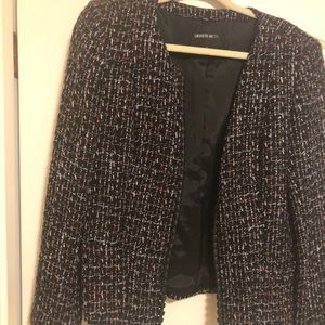 Multi-colored Black Blazer with Leather trim